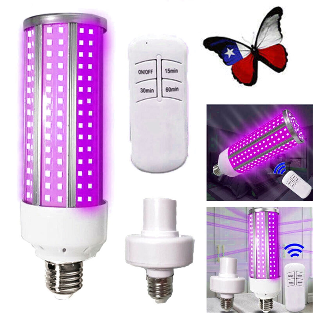 60w Led Uv Germicidal Lamp Sterilizer Uvc Light Bulb E26 E27 Sterilization Lamp Walmart Com Walmart Com