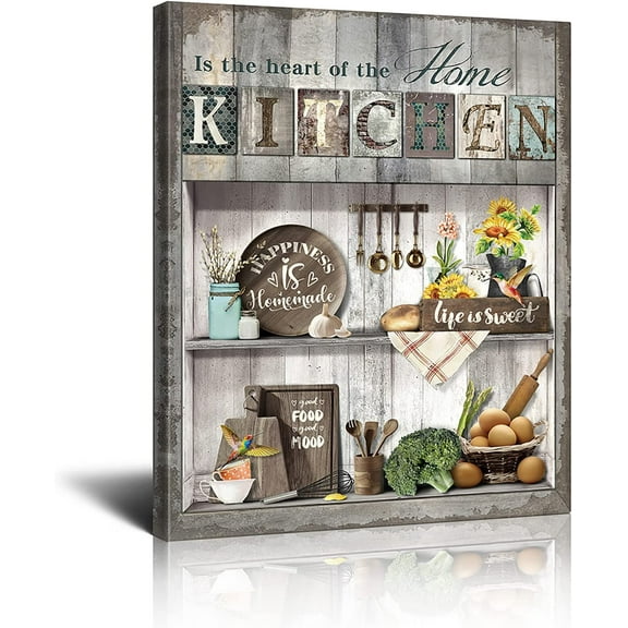 Kitchen Wall Decor Farmhouse kitchen Signs Wall Decor Funny Quote Canvas Print Art Modern Kitchen Pictures for Wall Rustic Farmhouse Wall Decor for Kitchen Home Framed 12x16 Inch