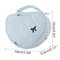 thumbnail image 2 of Unique Bargains Heart-shaped Embroidered Bow Makeup Bag for Travel Blue Polyester, 2 of 6