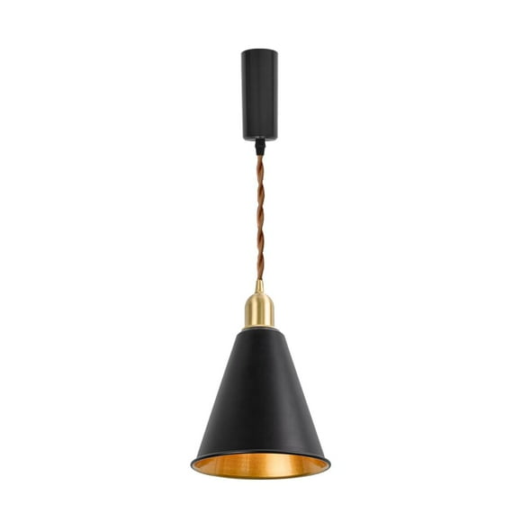 FSLiving Adjustable Height J Type Track Light with E26 Brass Base and Vintage Black Outer Gold Inner Shade Lighting Fixtures for Farmhouse Kitchen Sink (Bulb & Ceiling Track Sold Separately)- 1 Light