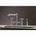 thumbnail image 3 of Kingston Brass  English Country Bridge Kitchen Faucet with Sprayer Brushed Brass Brushed, 3 of 5