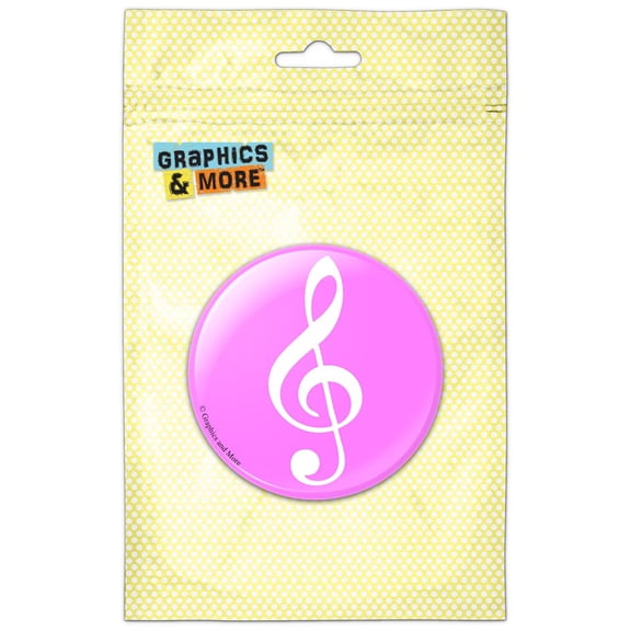 Vintage Treble Clef Music Pink Pinback Button Pin Badge