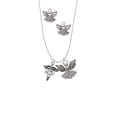 thumbnail image 2 of Delight Jewelry Silvertone Caduceus - NP Silver tone Guardian Angel Charm Necklace and Stud Earrings, 2 of 4