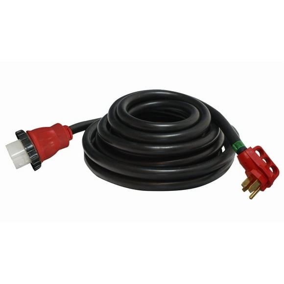 Valterra Cordon d'Alimentation A10-5025ED Cordon Puissant; Cordon d'Alimentation; 3 Broches; Prise Détachable Simple avec Anneau de Verrouillage; 50 Amp; Longueur de 25 Pieds; Noir; avec Poignée de Préhension pour Doigt à l'Extrémité Masculine; Homologué cETL