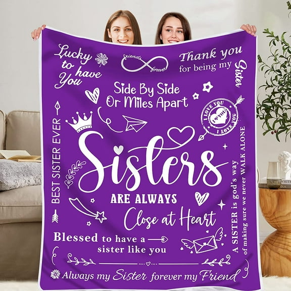 Sisters Gifts from Sister, Sister Blanket, Sister Birthday Gifts from Sister Throw Blankets, Sister, Gifts for Sister, Valentines Day Gift for Sister, Purple Blanket 50" x 60"