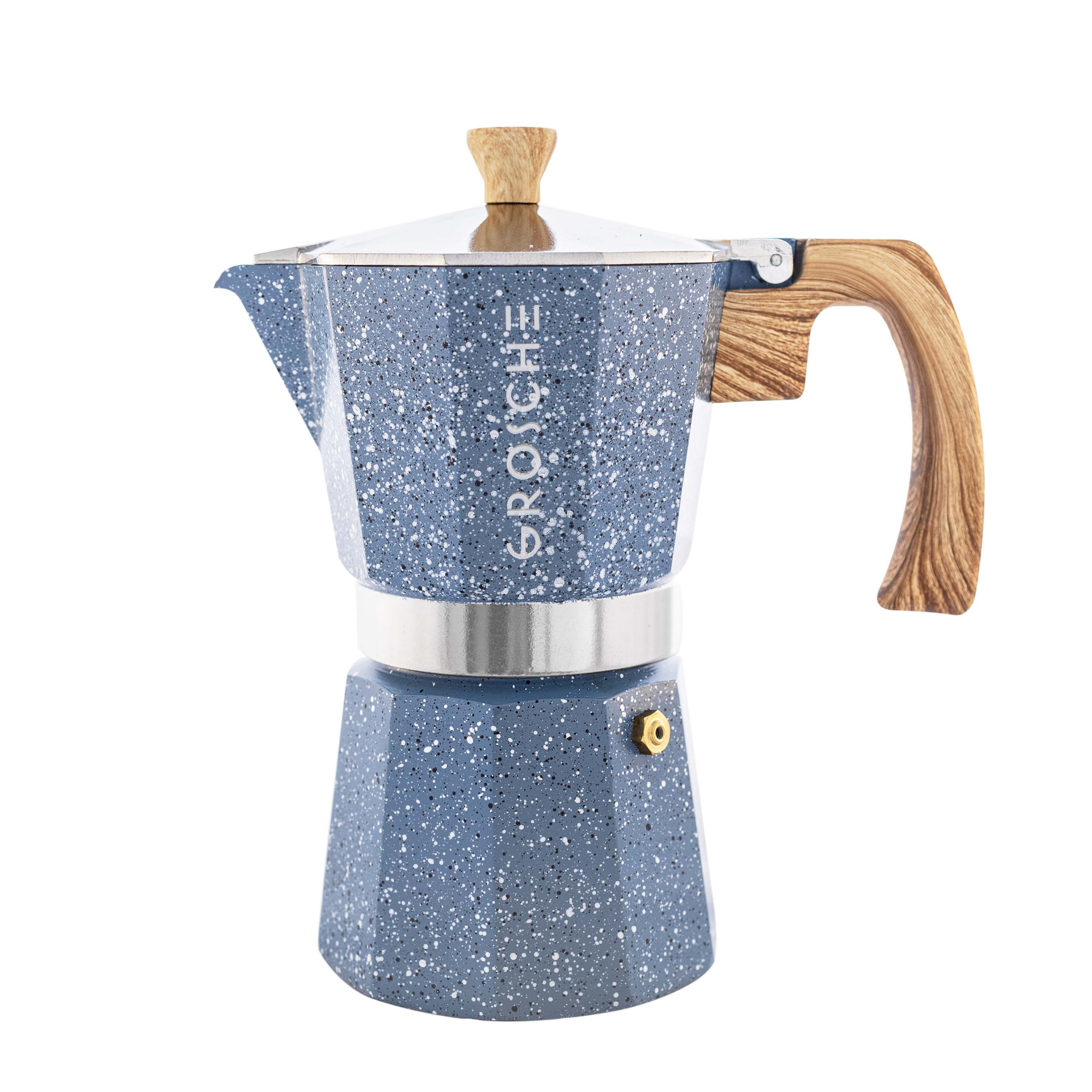 GROSCHE Milano Stone Stovetop Espresso Maker Moka Pot, Home Espresso