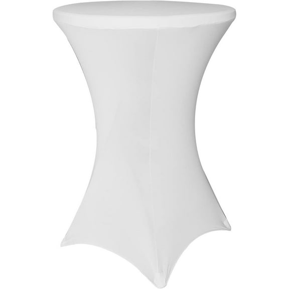 RUseeN 32x43 Inch Highboy Spandex Cocktail Table Covers White, Cocktail Table Spandex Covers, Fitted Stretch Cocktail Tablecloth for Round Tables