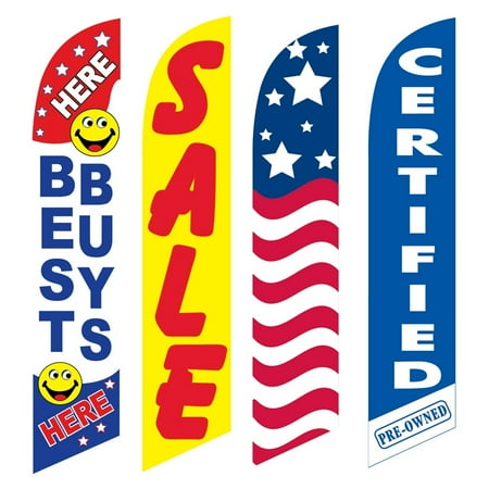 4 Advertising Swooper Flags Best Buys Here Sale USA Certified Pre Owned
