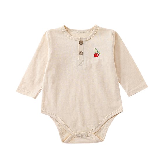 Penkiiy Baby Girls Boys Long Sleeve Bodysuits, Waffle Gender Neutral Romper 3-24M Beige