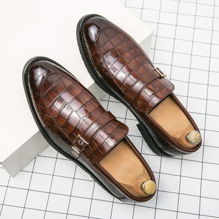 

Men‘s Crocodile Print Pointed Toe Slip On Bit Loafer Shoes Formal Dress Shoes For Wedding Party