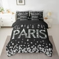 thumbnail image 2 of Manfei Paris Sequin Print Bedding Comforter Set 7-Piece,Romance Eiffel Tower King Bedding Sets,Black Silver Bed Sheets For Teens,Luxury Bedroom Decor Reversible, 2 of 8