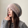 thumbnail image 4 of Autumn Winter Lazy Style Slouchy Hat Plush Ear Protection Pullover Hat for Women Versatile Cold Hat Face Slimming Maternity Hat, 4 of 9