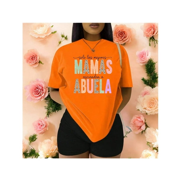 Playera Blusa Mujer Solo Las Mejores Mamás Ascienden a Abuela Regalo Tierno para Abuelas y Futuras Abuelas Color Anaranjado Talla Grande Marca Emil SaEs