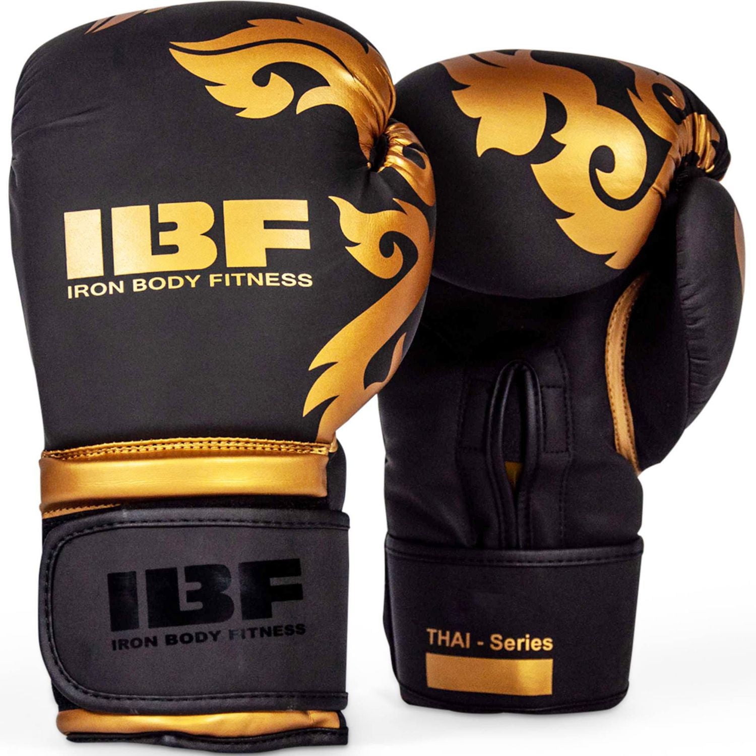 IBF Thai Series Boxing Gloves  - 16 oz. - Black & Gold