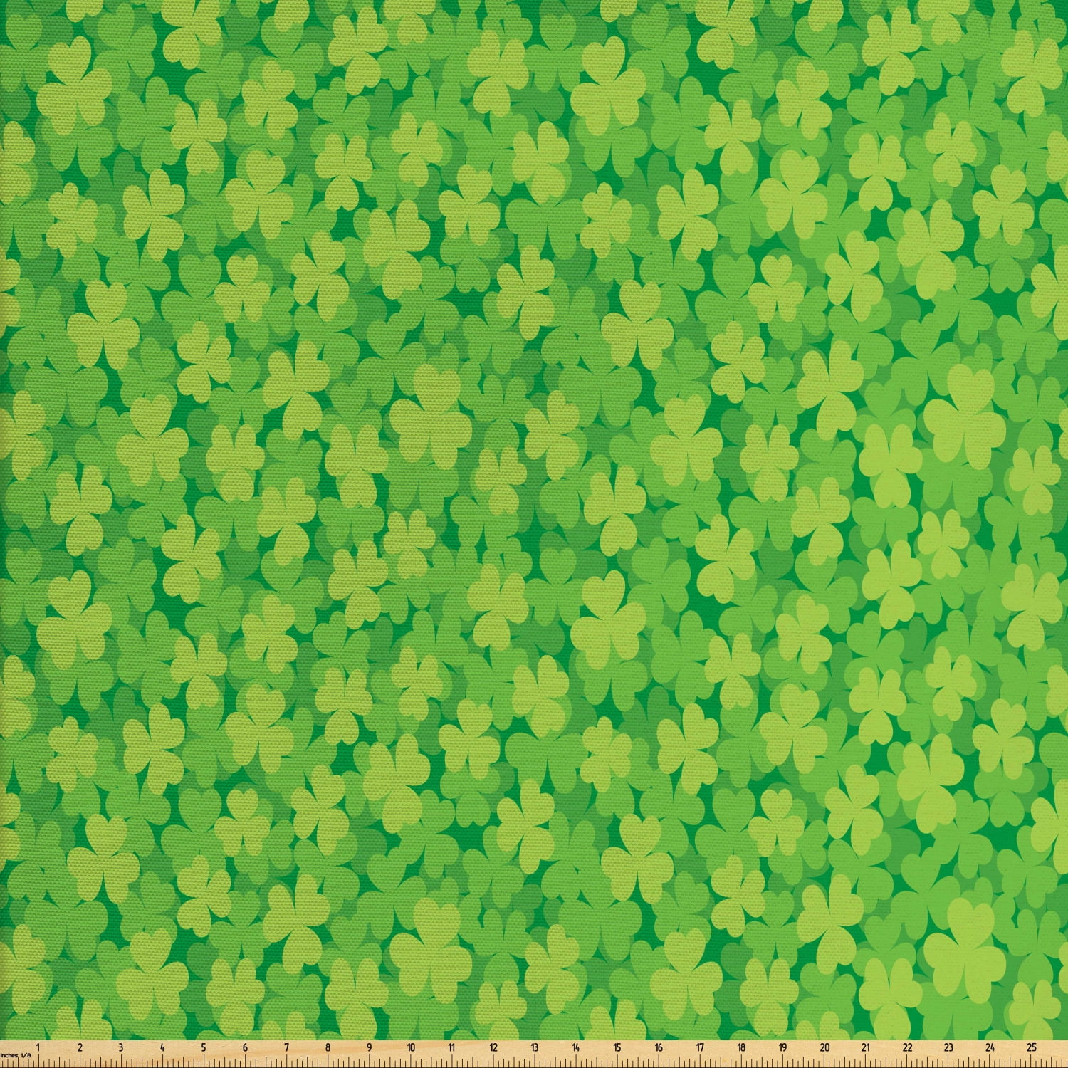Clover Fabric by The Yard, Simple Repetitive Shamrock Leaves Luck