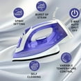 thumbnail image 6 of 1200W Steam Iron with Non-Stick Soleplate, Adjustable Temp & Steam CONTROL, Overheat Protection, Compact for Travel, 6 of 11