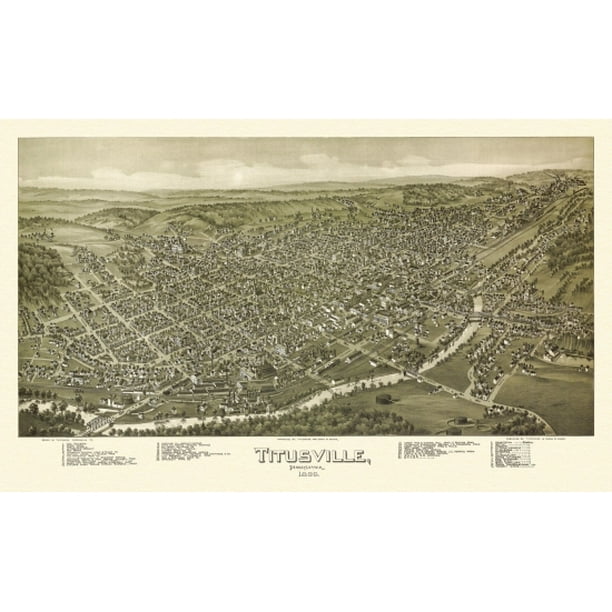 Antique Map of Titusville Pennsylvania 1896 Crawford County Poster