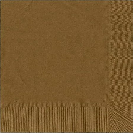 Golf Napkins - 200 - (4 Pks of 50) 2 Ply Plain Solid Colors Luncheon Dinner Napkins Paper - Gold