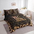 thumbnail image 2 of Manfei Kawaii Bow Letter K Monogrammed Twin Bedding Sets 7-Piece for Teens Girls,Vintage Cheetah Print Alphabet Bedding Comforter Set for Female,Black Reversible,Breathable Home Decor, 2 of 7