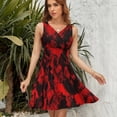 thumbnail image 7 of Red Black Red And Black Ink, Abstract Art Women's Tank Dress V Neck Sleeveless Summer Sundress, 7 of 7