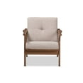 thumbnail image 2 of Baxton Studio Bianca Mid-Century Modern Walnut Wood Light Grey Fabric Tufted Lounge Chair, 2 of 7