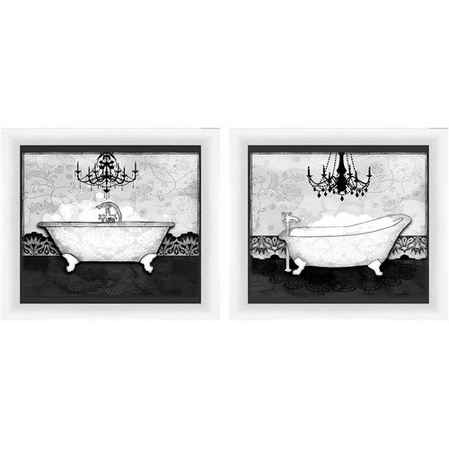 Black and White Bath Art, Set of 2
