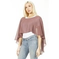 thumbnail image 4 of Sakkas Anya Women's Soft Chiffon Wedding Bridesmaid Bridal Cape Wrap Bolero Shrug - Plum - One Size, 4 of 5