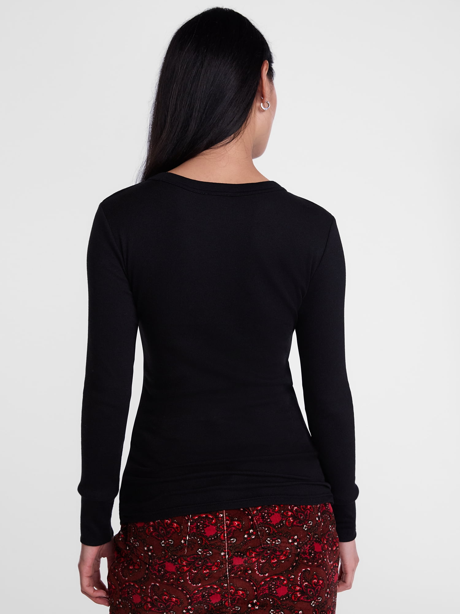 Scenario Women's and Women's Plus Rib Tee with Long Sleeves, Sizes XS-4X