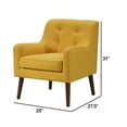 thumbnail image 5 of Kina 28 Inch Accent Chair, Yellow Fabric, Button Tufted, Angled Wood Legs- Saltoro Sherpi, 5 of 6