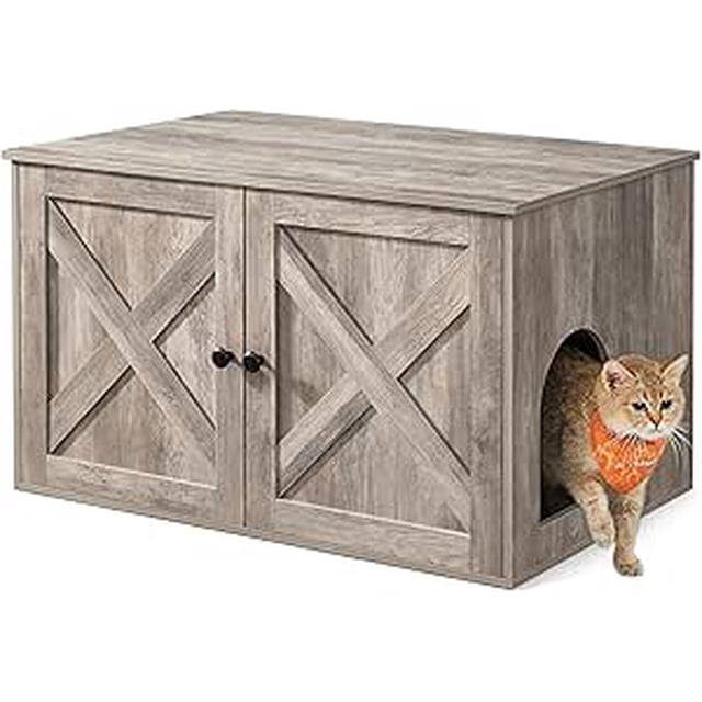 Feandrea Arenero para Gatos, Caja de Arena Oculta, con Separador Extraíble, 80 x 53 x 50 cm, Greige
