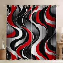 Manfei Girly Red Minimalst Black Out Curtains, Stripes Ombre Curtains Pack of 2 (42x63 Each), Modern Abstract Geometric Bedroom Curtains, Window Curtains Bedroom Decor