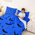 thumbnail image 3 of Homewish Celestial Halloween Bat Bed Sheets,Moon Pattern Full Size Sheets,Bright Blue Black,4-Piece,1 Flat Sheet,1 Fitted Sheet and 2 Pillowcases, 3 of 6