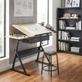 thumbnail image 2 of HOMCOM Adjustable Drafting Table, Art Desk Drawing Table with Stool, Oak, 2 of 10