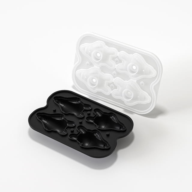 Molde for cubitos de hielo en forma de oso tumbado con tapa, bandeja de hielo de silicona for cubitos congelados caseros