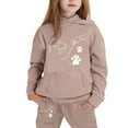 thumbnail image 3 of Tfken Outfits Sets For Child Girls Hooded Long Sleeve Dog Print Sweatshirt Pant Athleisure Stretch Clothing Set Khaki Size 8-9 Years, 3 of 3