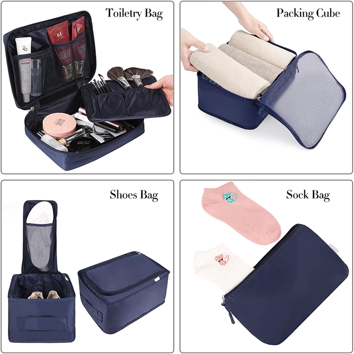 Mygreen 8 Set Packing Cubes Luggage Packing Organizers for Travel Accessories-Cream