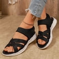 thumbnail image 5 of Rokment Womens Walking Flat Sandals Comfortable Breathable Mesh Memory Foam Platform Wedge Strappy Summer Shoes Black Size 5.5, 5 of 8