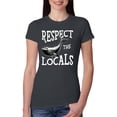 thumbnail image 2 of Wild Bobby Respect The Locals Save Our Oceans Whale Animal Lover Women Slim Fit Junior Tee, Dark Grey, Large, 2 of 6