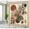 thumbnail image 4 of Ambesonne Monstera Shower Curtain, Abstract Mid Century Boho, 69"Wx70"L, Redwood Beige and Black, 4 of 4