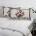 thumbnail image 4 of 4th of July Floral Throw Pillow Cover 20 x 36 Inch Decorative Pillow Cover Vintage Roses Blue Plaid Patriotic Lumbar Pillowcase Seasonal Rectangle Cushion Case for Couch Sofa Bed Living Room, 4 of 9