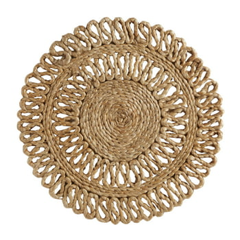 Better Homes & Gardens Jute Flower 15" Round Table Placemat, Natural, 1 Piece