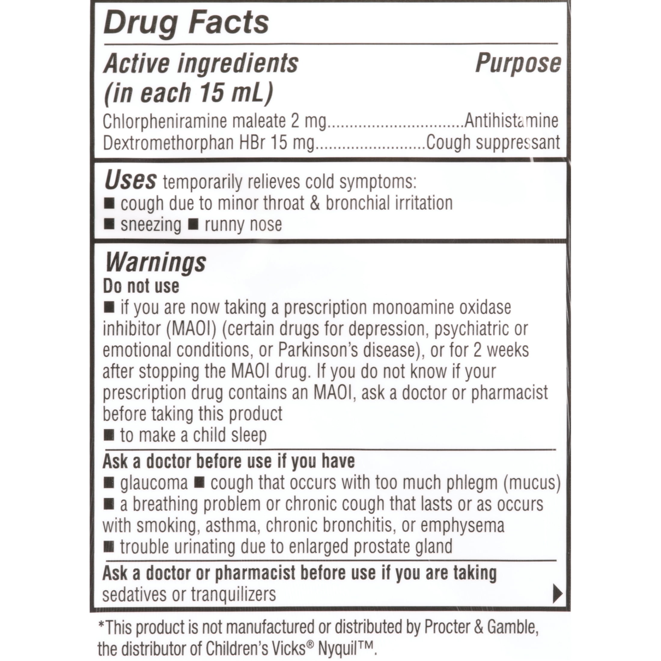Equate Children's Nighttime Multi-Symptom Cold and Cough Liquid, Cherry Flavor, 8 fl oz