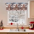 thumbnail image 2 of Christmas Candy Valances for Windows, 42 x 18in, Pink Ginger Bread House Xmas Tree Snowflake Rod Pocket Kitchen Valance Curtain Light Filtering Window Treatments for Living Room Bedroom, 1 Panel, 2 of 7