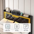 thumbnail image 3 of HOOBRO Queen Bed Frame with headboard, Upholstered Bed Frame with Charging Station and Led Light, Metal Platform Frame and Wooden Slats, No Box Springs Needed, Noiseless, Black BB17UDBF01, 3 of 8