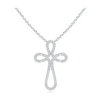 ANGARA Natural Diamond Loop Cross Pendant in 14K White Gold for Women (Size-0.9mm | Color-G | Clarity-VS2) | April Birthstone, Birthday, Anniversary, Jewelry Gift for Women | Natural Diamond Necklace