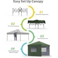 thumbnail image 2 of 10x10 Ft Pop Up Canopy Tent Outdoor Canopy One-Person Set Up Heavy Duty Commercial Instant Tent Shelter, 3-Sidewall+Green, 2 of 7
