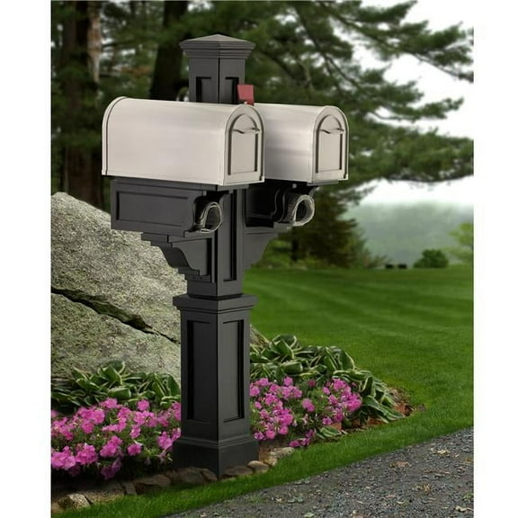 5811B Rockport Double Mailbox Post- Black