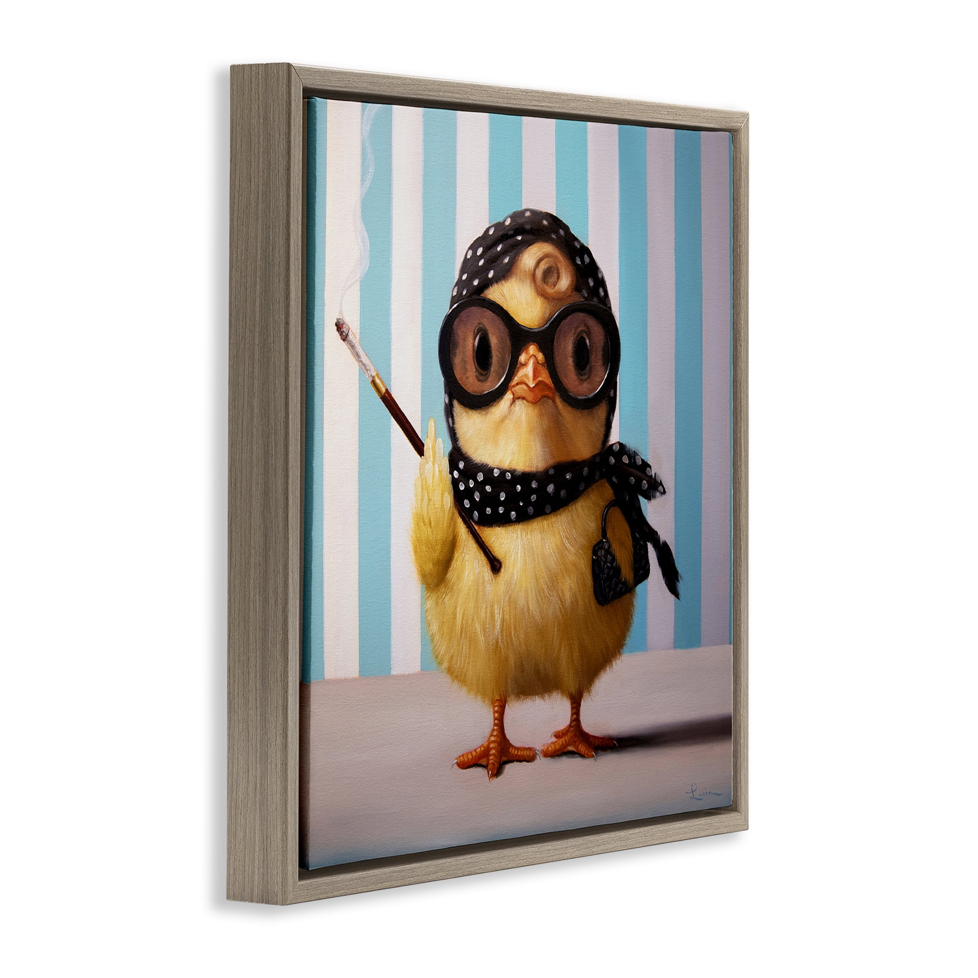 Stupell Industries Audrey Henburn Famous Chick Brown Framed Floater Canvas Wall Art, design by Lucia Heffernan