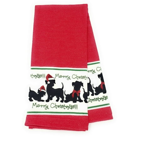 DII Holiday Cat and Dog Dishtowel Set of 2, It's a all pet holiday with these quality cotton dish towels in Christmas traditional red and green. By Design Imports Ship from US