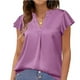 thumbnail image 3 of Blusa de satén de manga corta NikouMX para mujer con Cuello en V Talla S, 3 of 5